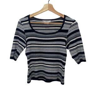 La Belle VTG Fitted Striped Short Sleeve Sweater, Women’s Medium